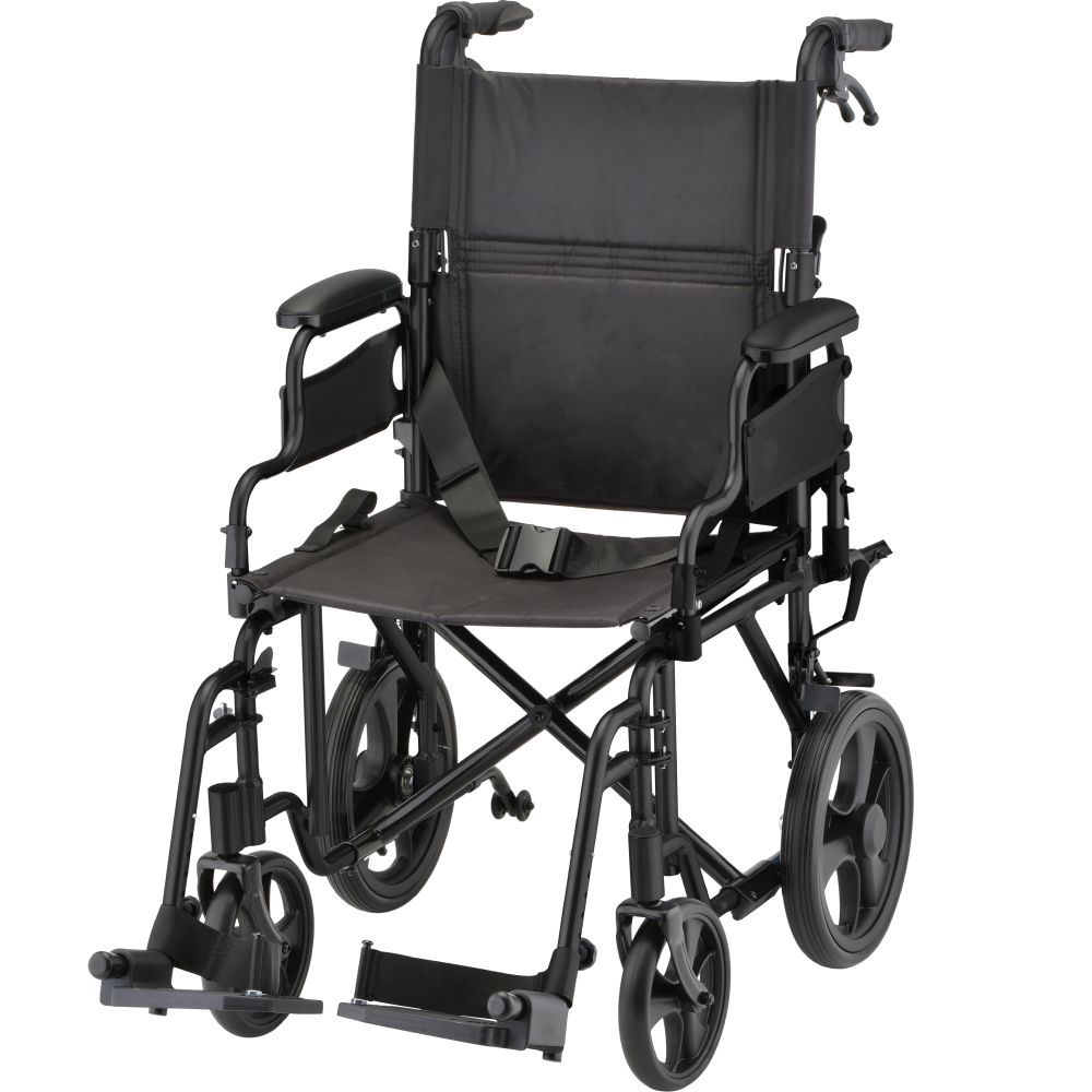 Lightweight Transport Chair w/Flip-Up Arms and Handbrakes